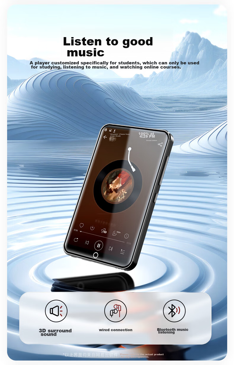 FAMUE BF12 MP3/MP4 Lossless Music Player, Smart WIFI Closed Network System, MP5 Student English Portable Player, Online Song Listening Bluetooth Dictionary, 4+32GB 4