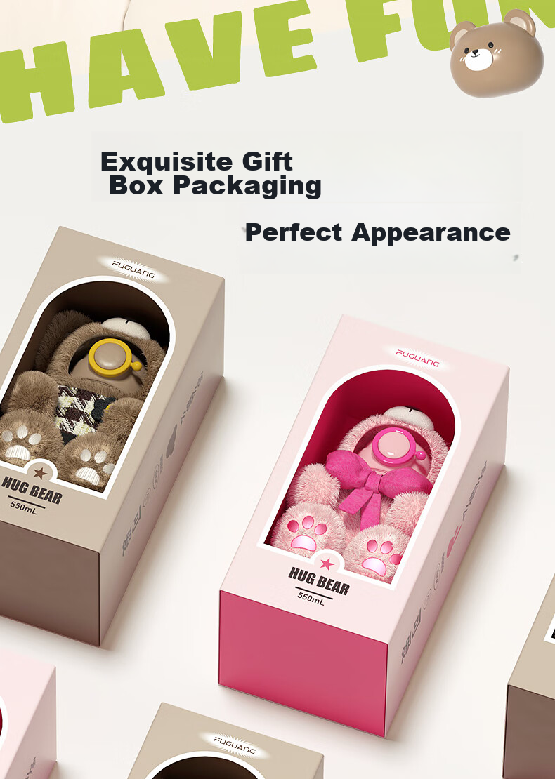 FGA Fuguang Children's Insulated Cup Water Bottle 316L Stainless Steel Double Lid Exquisite Gift Box for Boys And Girls Students Brow 6