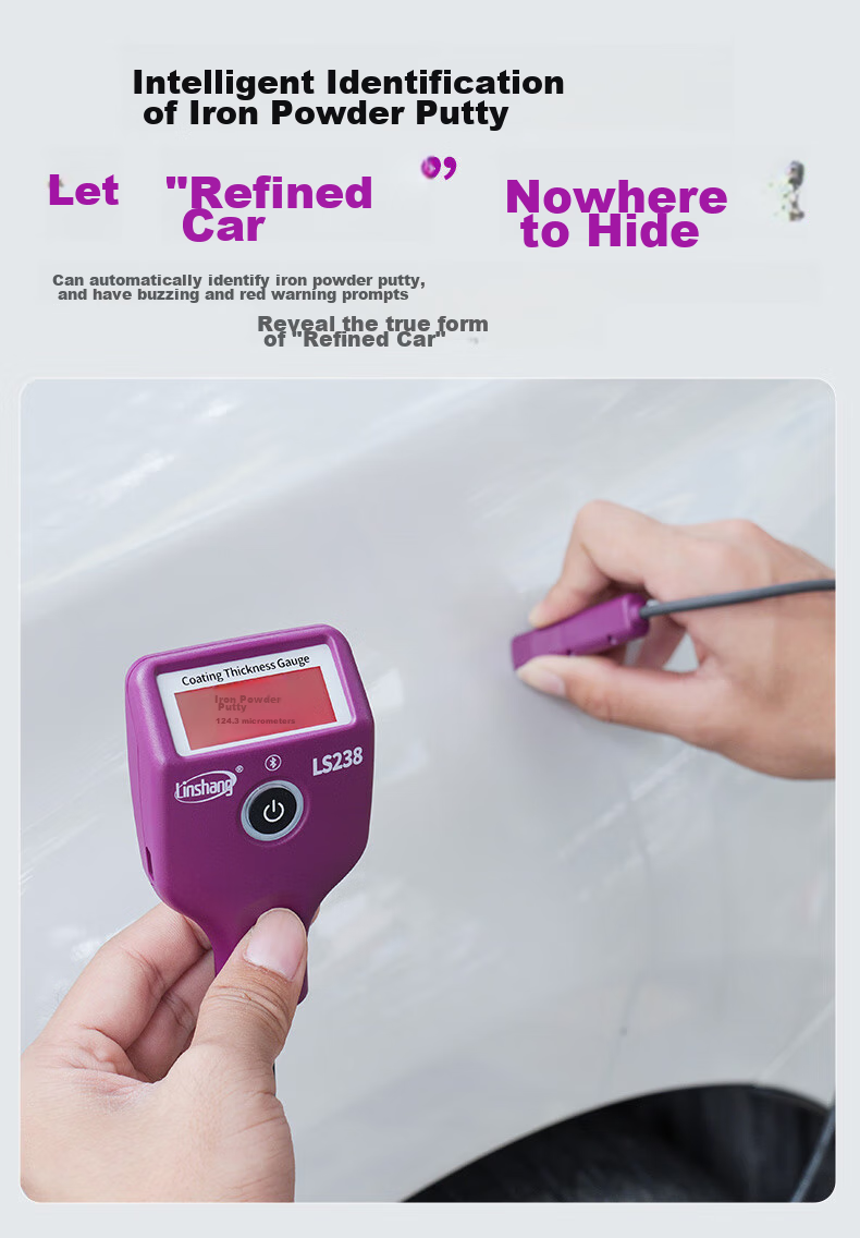 Linshang Bluetooth Rechargeable Paint Film Meter LS237, Used Car Iron Powder Putty Paint Surface Detector, Coating Thickness Gauge 25