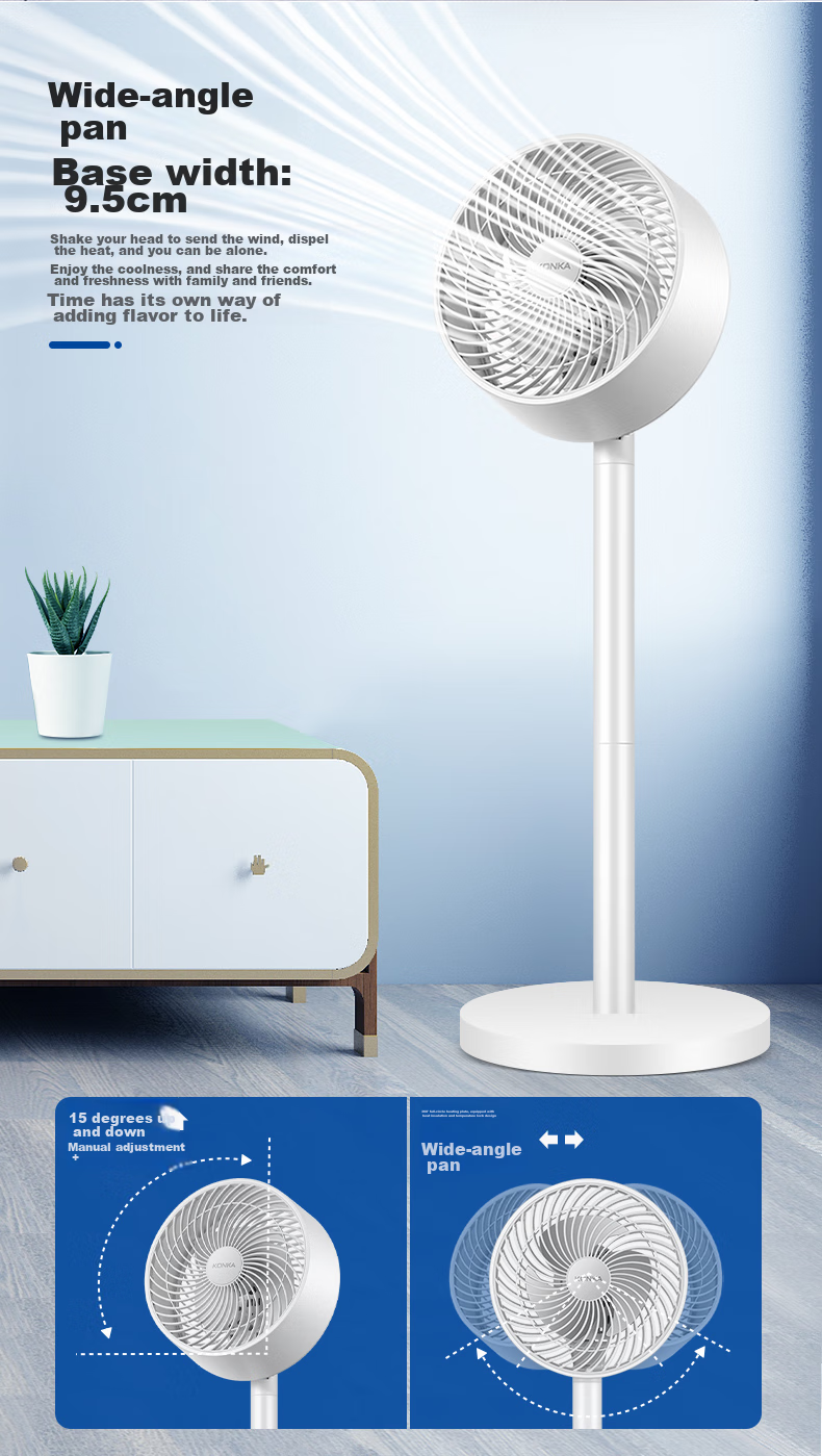 KONKA Air Circulation Fan Electric Fan Remote Control Home Fan Oscillating Desktop Small Fan Standing Electric Fan Quiet Ventilation AC Fixed Frequency Floor Fan KXHS-1712E-P 7
