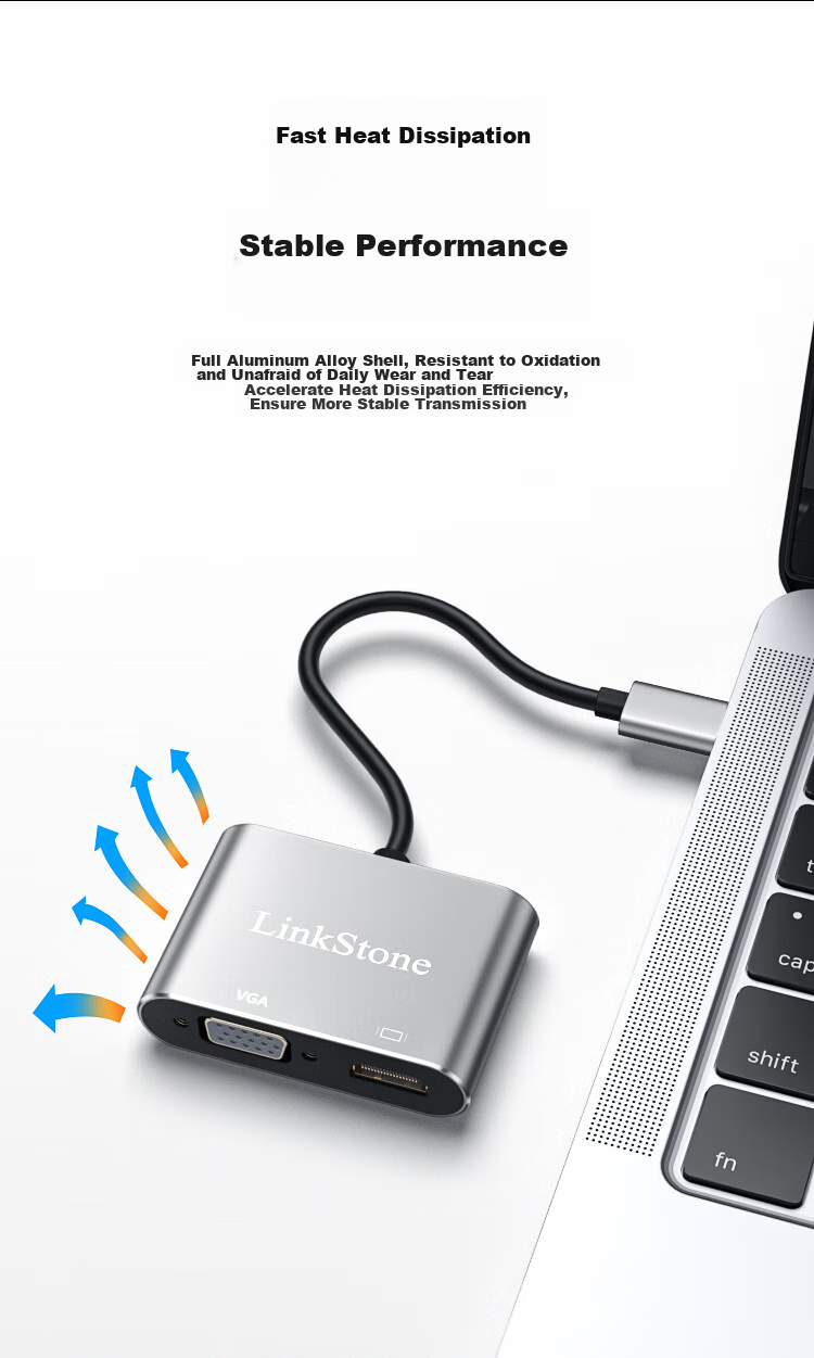LinkStone Type-C Expansion Dock Adapter, USB-C to HDMI/VGA/USB3.0/PD Fast Charging Converter Cable, for Apple Computers, IPad Tablets, Huawei Phones, And Expansion Docks 10