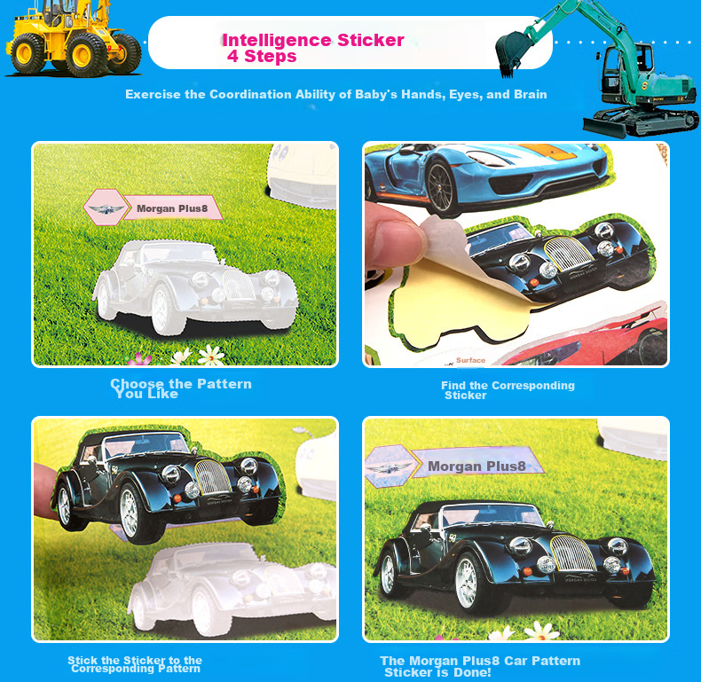 Diyu Car Stickers for Off-Road Vehicles And Engineering Cars, Baby Car Stickers for Boys And Girls, Sticker Book Toy 4