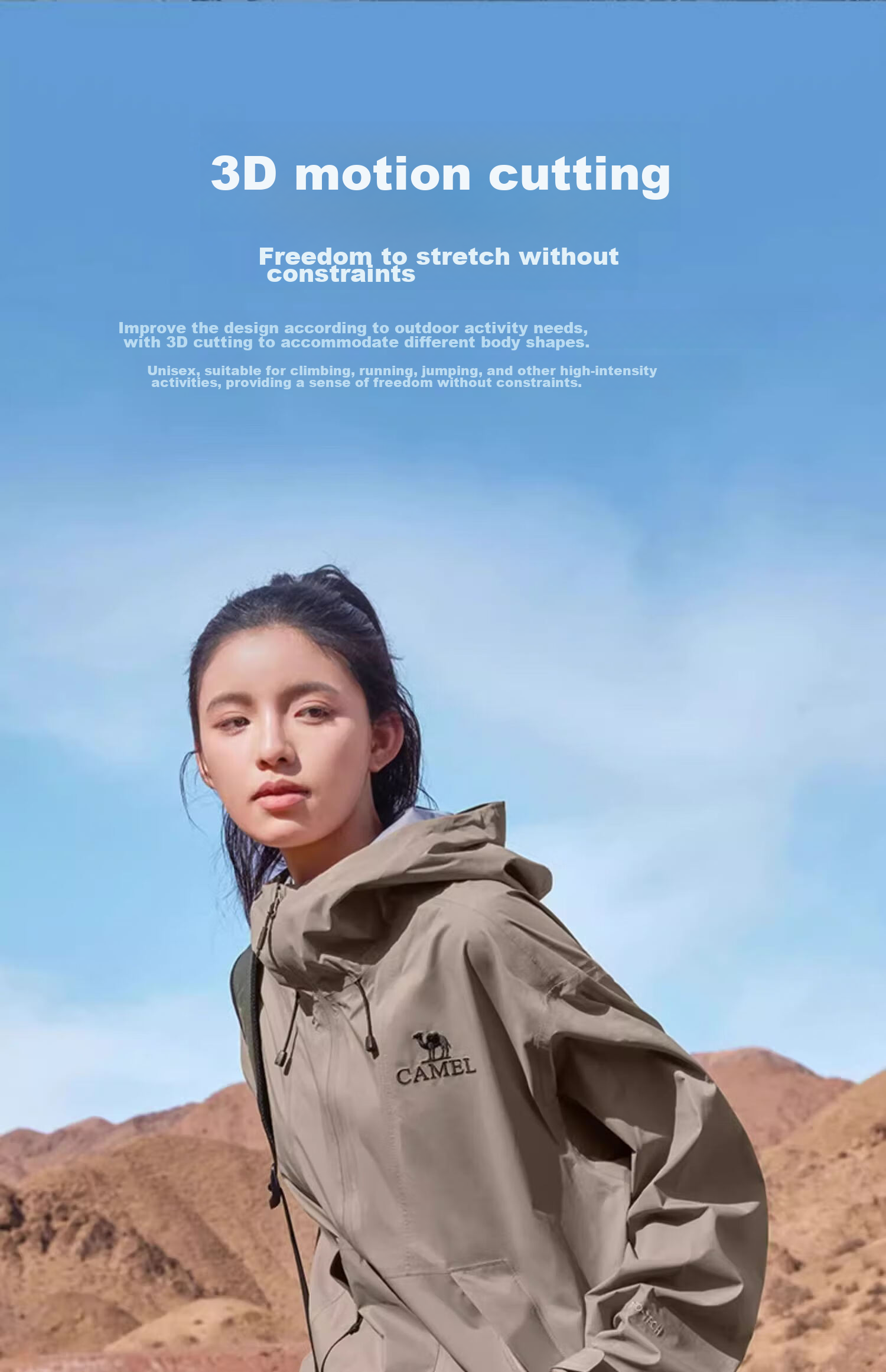 CAMEL [3L Lightweight Hard Shell] Windproof Waterproof Breathable Jacket for Men And Women, Hiking And Mountaineering Outfit 12
