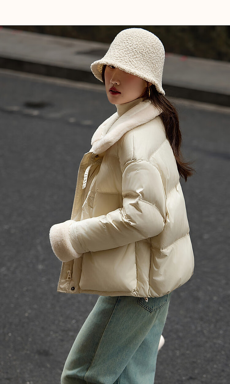 Dme [Xueshan Dushi] Winter 400T Spring Yafang 90% Duck Down Faux Sheepskin Patchwork Women's down Jacket 21