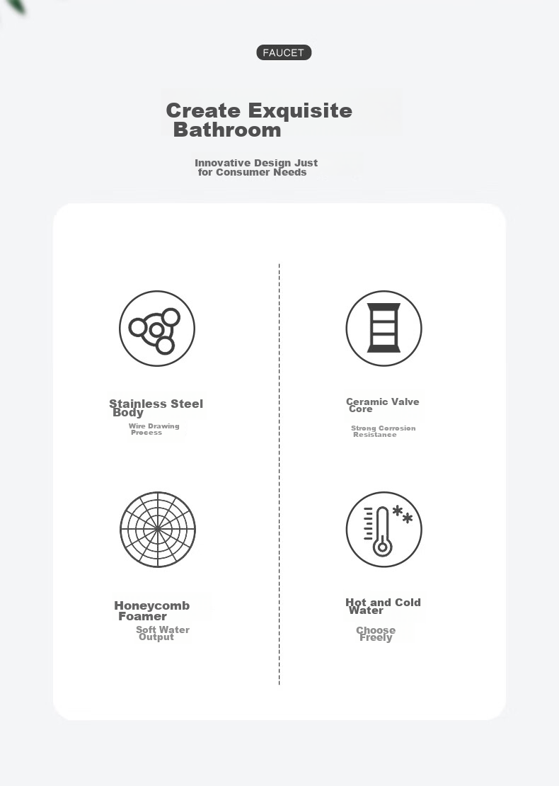 FAENZA Basin Faucet with Hot And Cold Dual Control, Bathroom Sink Tap, Washbasin Tap 103SS 3