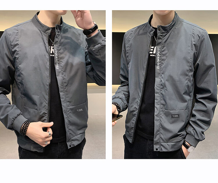 TUCANO Men's Jacket, Spring And Autumn Stand-Collar Casual Jacket, Workwear Outerwear for Men, Loose-Fitting Trendy Menswear, Black, M 5