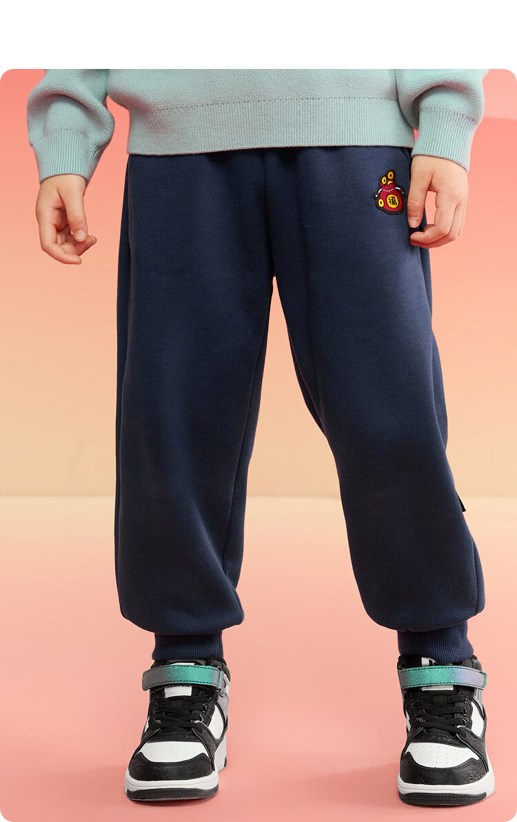 BALABALA Children's Clothing, Fleece-Lined Pants, Boys' Trousers, Girls' Baby Spring And Winter Wear, Elastic Ankle Pants, New Year's Outfit 15