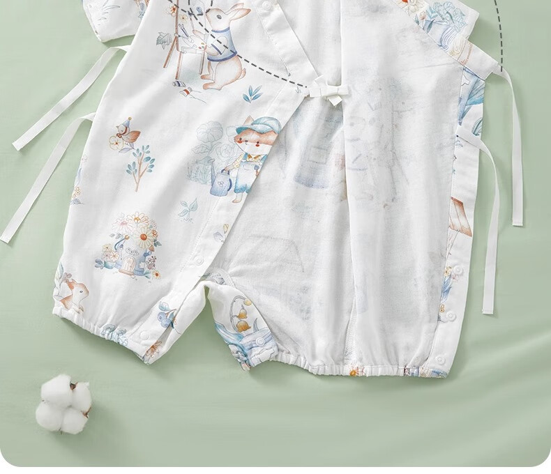 Beitaisi Baby Clothes, Summer Thin Bamboo Cotton Onesie, Newborn Gauze Romper, Short-Sleeve Infant Pajamas 14