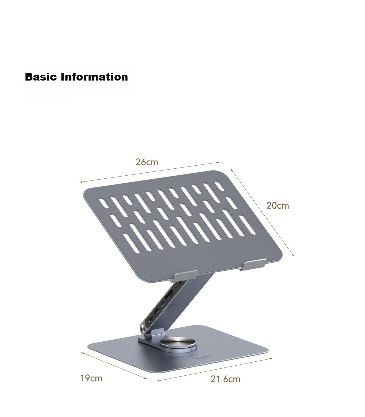 Hagibis Laptop Stand, Computer Hub Expansion, Height-Increasing Stand, Multi-Port HDMI Bracket, Cooling Suspended Stand, Adjustable Height, Foldable, Rotatable, Storage-Ready, Compatible with MacBook Accessories 26