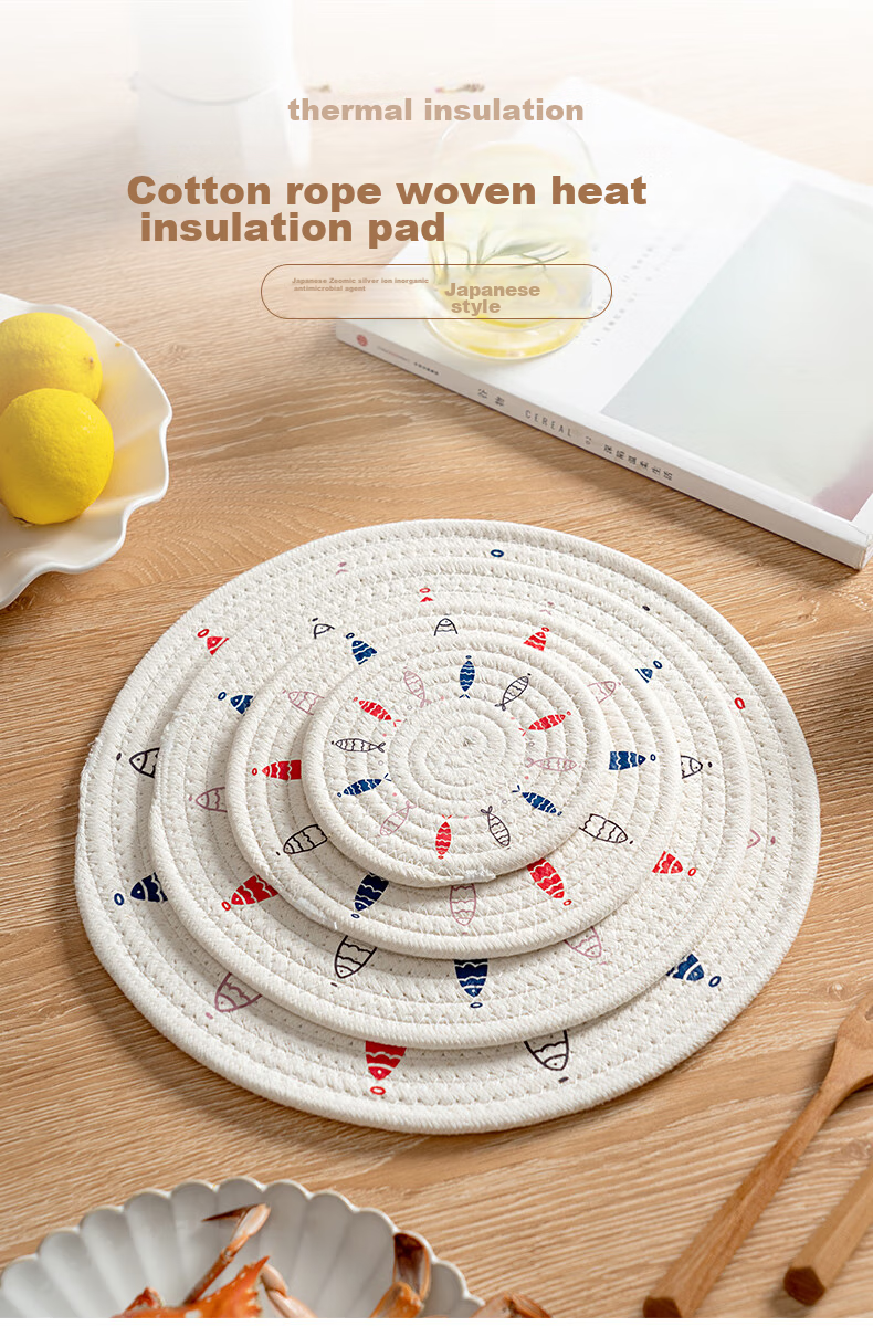 Onlycook Heat-Resistant Placemat, Dish Coaster, Cup Mat, Japanese Minimalist Anti-Scalding Pad, Household Western Dining Mat Bowl Coaster, 18cm 1