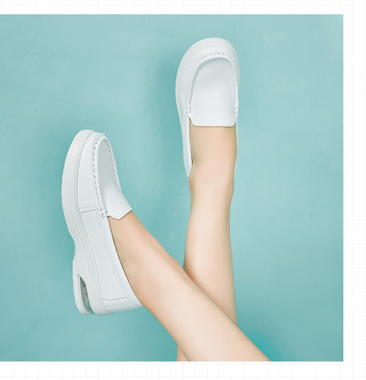Warrior Casual Shoes for Women, Solid Color Nurse Shoes, Versatile White Sneakers, Women's Flat Shoes WLY(JS)-0024 White 37 13