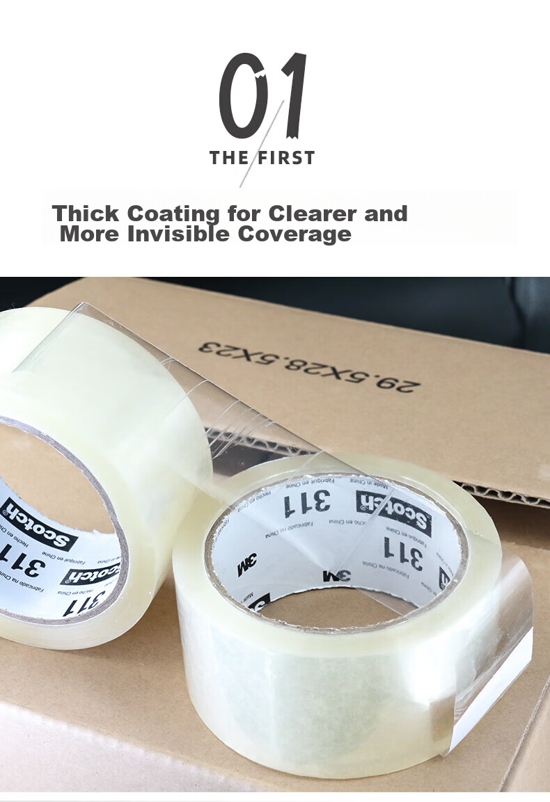 3M 311 Transparent Tape, Car Decoration Fixation, Packing And Sealing Tape, 48mm×50m (6 Rolls) 3