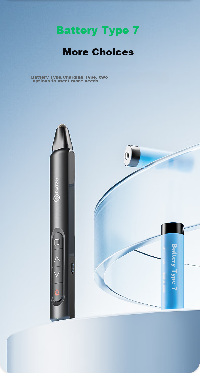 BIAZE Red Light PPT Page-Turning Pen with Touch Control And Writing Function, Laser Pointer for Teachers, Projection Remote Control Pen, Multimedia Presentation Tool, Demonstrator, AA Battery Model Suitable for Seewo Whiteboard 14
