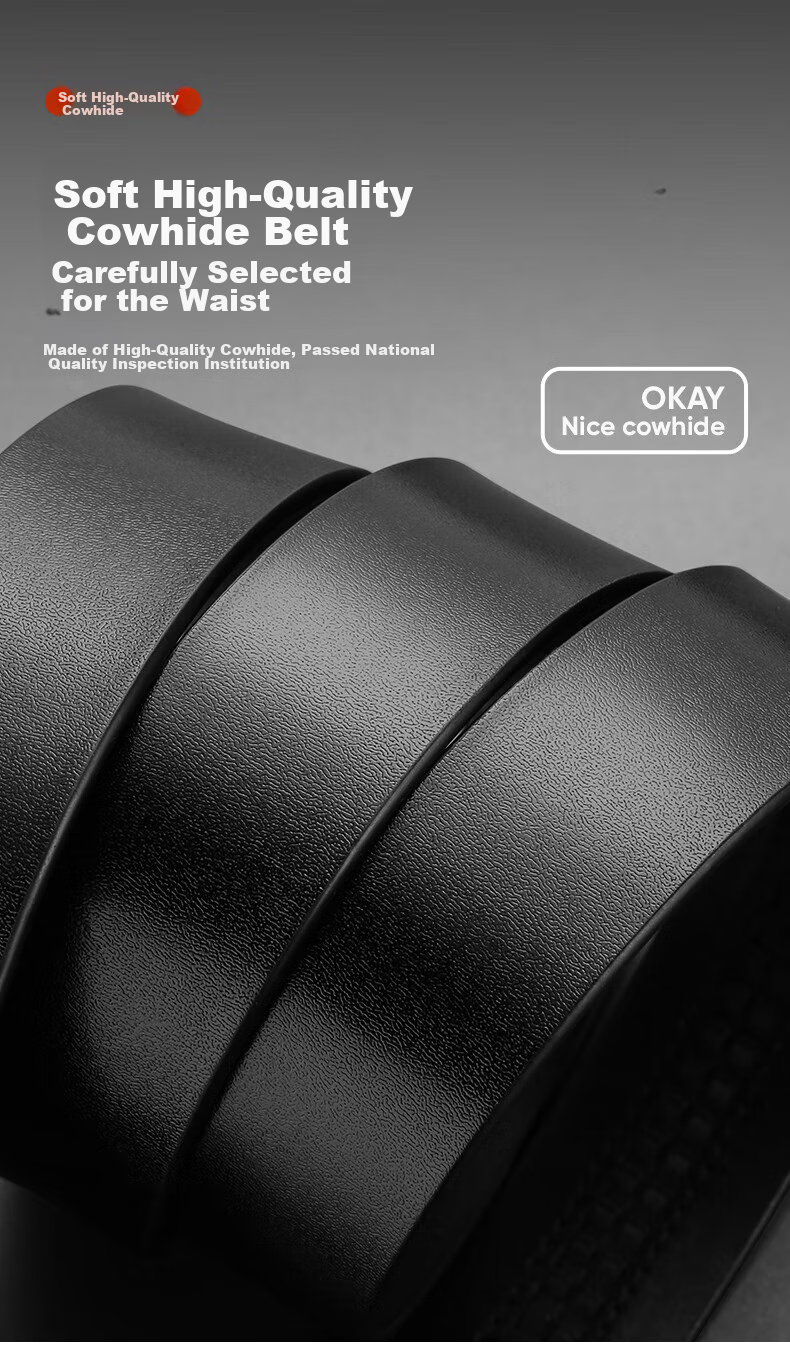 CARTELO Men's Leather Belt, Business Casual Cowhide Automatic Buckle Trouser Belt, Middle-Aged And Young Waistband, Gift for Boyfriend, Husband, Or Father 3