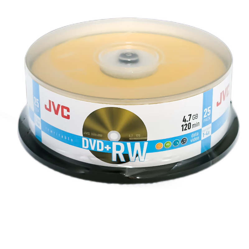 JVC Rewritable DVD+RW 4x Speed 4.7GB Blank Discs 25-Pack Spindle