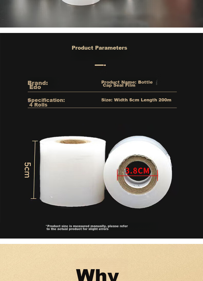 Edo Liquor Sealing Film, Wine Bottle Sealing Film, Old Wine Wrapping Film, Branch Grafting Film, Takeout Packaging Film, 5cm*4 Rolls 2