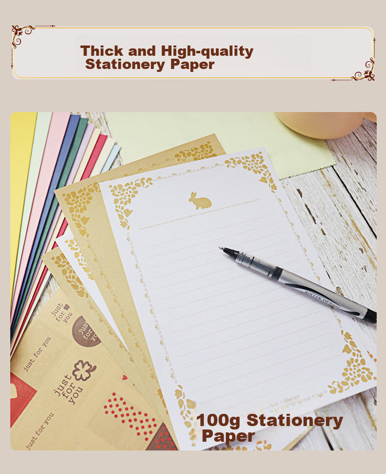 Befon Colorful Envelope And Letter Set, Teacher's Day European Vintage Gold-Stamped Love Letter Exquisite Birthday Card Thickened Postcard Gift for Teachers, 33-Piece Set 0709 8