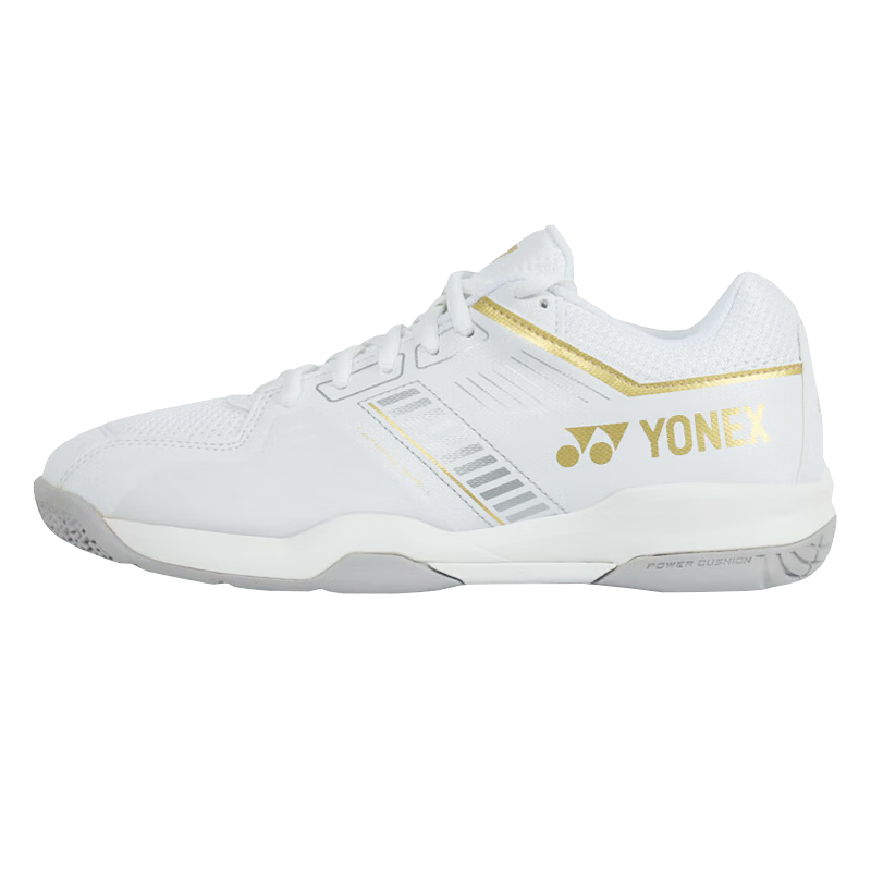YONEX Badminton Shoes, Shock-Absorbing, Breathable, for Competition And Training, Wide Fit, Comfortable, SHBSF1WEX, White And Gold, Size 42