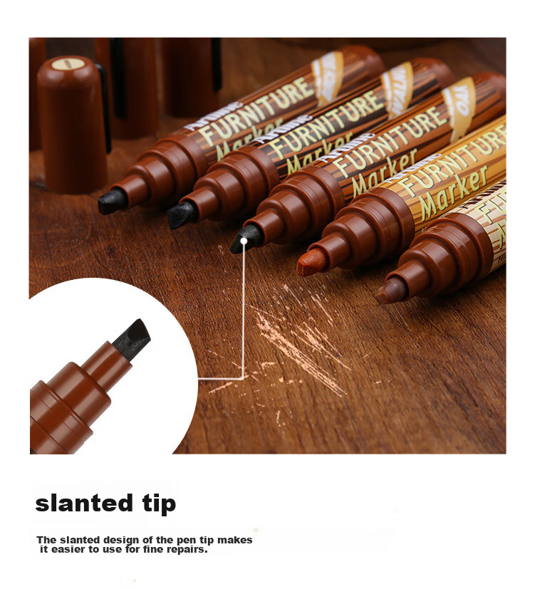 [Back to School Essential] Shachihata Artline Wood Furniture Wood Grain Pen for Old Furniture Renovation And Scratch Repair, Square Tip, 2.0-5.0mm, MAPLE Light Brown EK-95 7