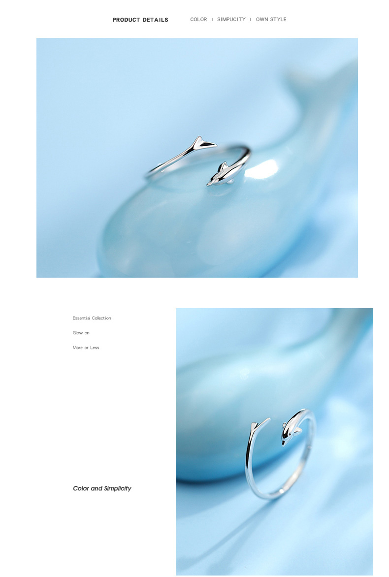 Dijing 925 Silver Ring for Women, Adjustable Size, Korean Style Fashion Jewelry, Single Tail Ring, Finger Ring for Girls, Simple Desig 7