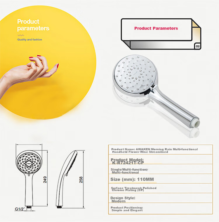 KOHLER Chenyu [Three Functions] Streamlined Handheld Shower Head with Single Spray R72421T-CP Silver 5