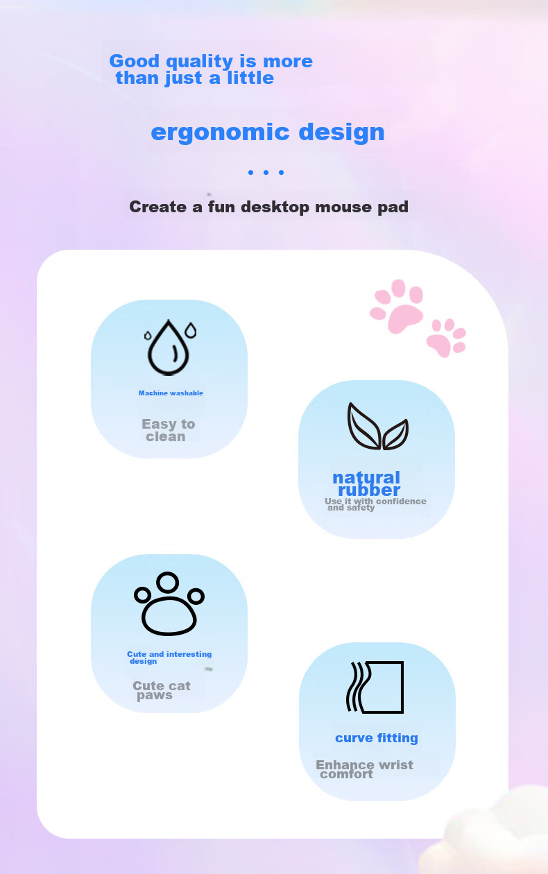 EXCO Crystal Jelly Cat Paw Wrist Guard, Silicone Wrist Pad, Small Size Wrist Rest, Office Mouse Hand Support, Cute Cartoon Palm Rest for Women, Soft And Washable, Cherry Blossom Pink 9907 3