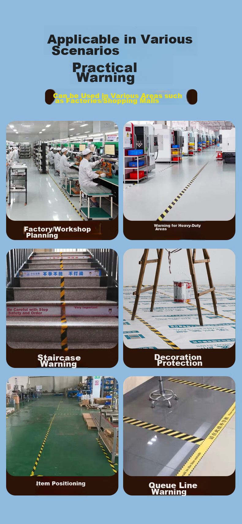 M&G Yellow And Black Safety Warning Tape, 48*20y, Single Roll, Zebra Crossing Factory Warehouse Tape, Safety Positioning Marking Sticker, Eye-Catching Typhoon Windproof Window Reinforcement, AJD95749 10
