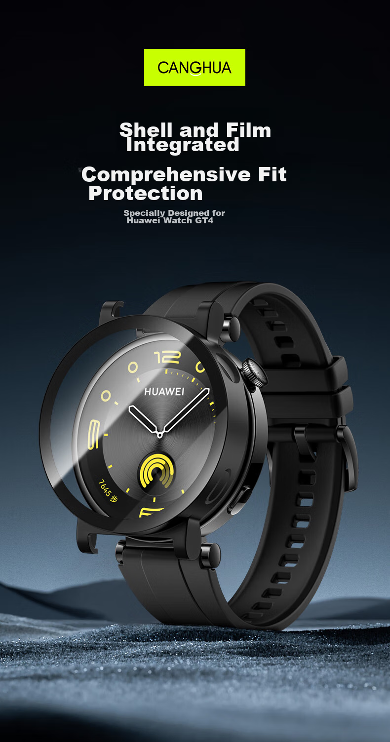 CangHua Screen Protector for Huawei Watch GT4, All-In Protective Film, Full Coverage Tempered Glass, Wear-Resistant And Scratch-Proof, Transparent, 41mm 2