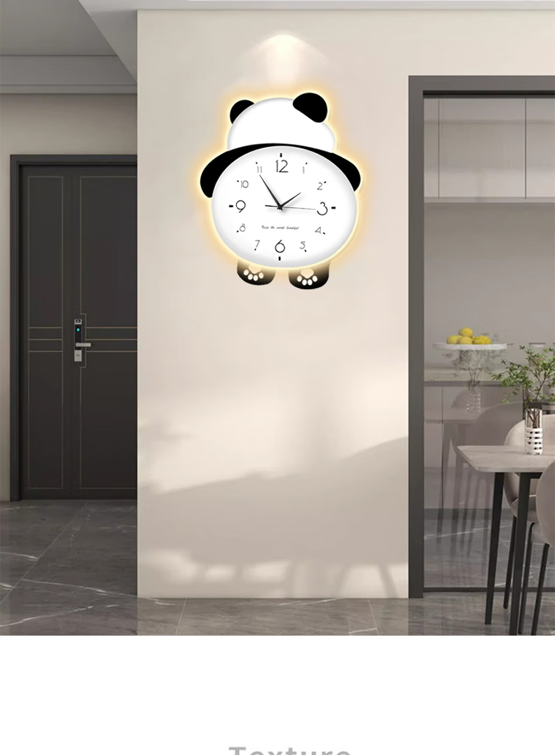 Mao Jiu Jiang Panda Clock Wall Clock Living Room Dining Room Home 2025 New Internet Celebrity Creative Clock Simple and Elegant Wall Lamp 2