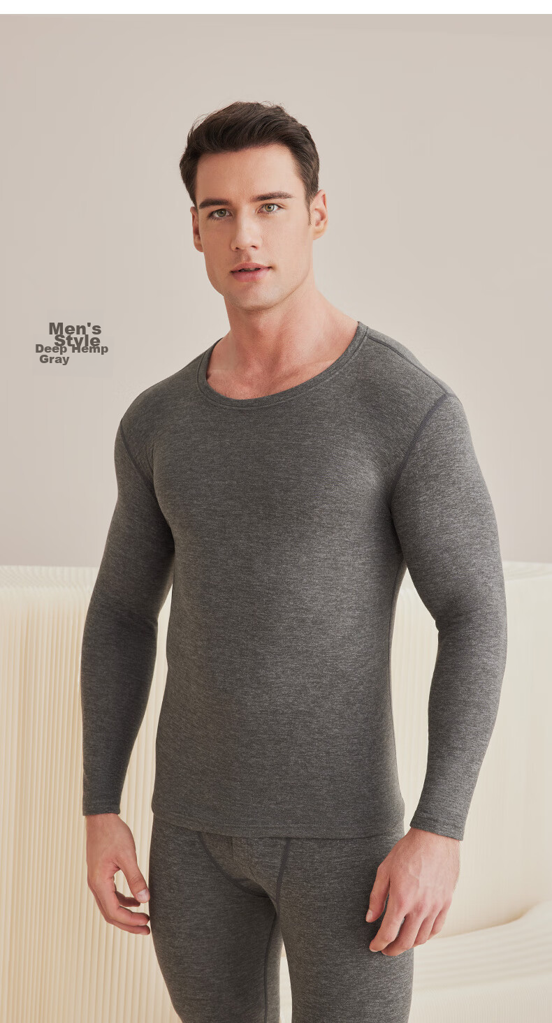LangSha Autumn Underwear Set for Men, Wool And Silk Thermal Underwear, 7A Antibacterial And Anti-Mite Thin Warm Base Layer 19
