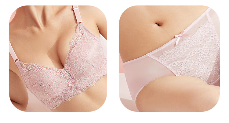 Dushiliren Women's Wireless Breathable Bra, Patented Side Push-Up, Lace Sexy Brassiere Set, 2B25W2 19