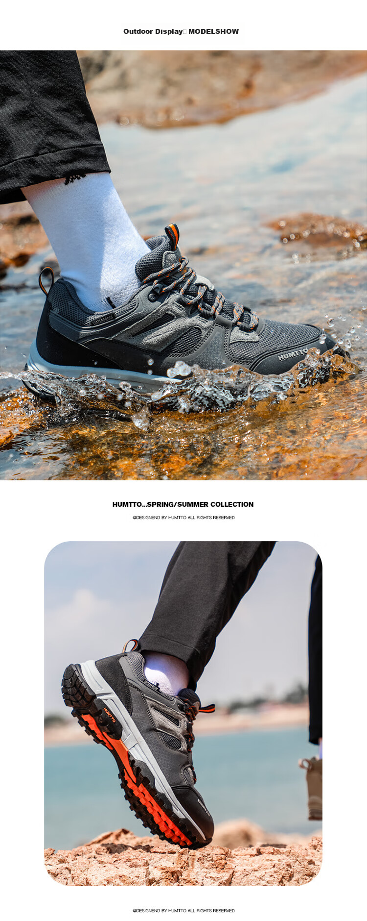 HUMTTO Waterproof Hiking Shoes, All-Season Low-Top Men's Non-Slip Trekking Shoes, Outdoor Casual Men's Footwear, Dark Gray, Size 39 10