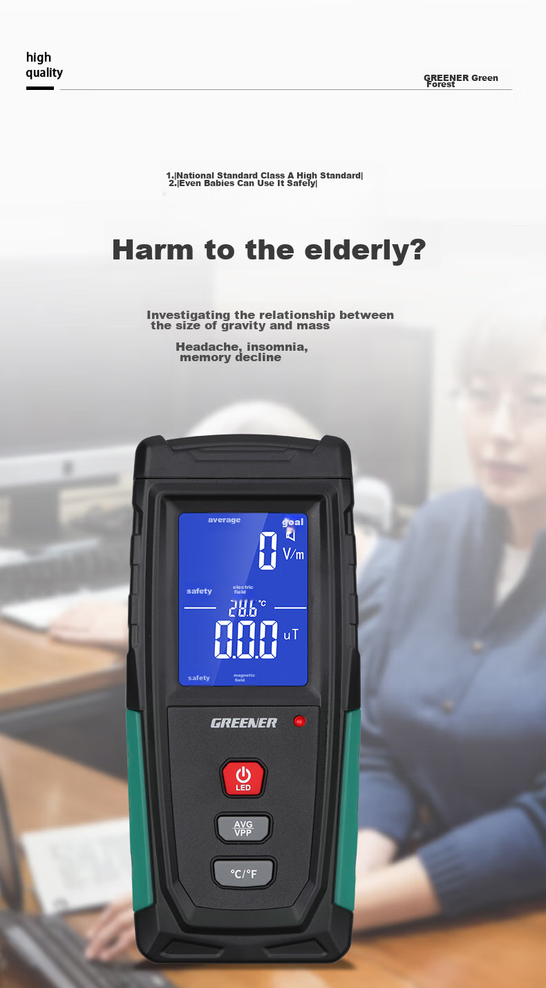GREENER Electromagnetic Radiation Detector High-Frequency Electromagnetic Wave Radiation Meter Household Radiation Measurement Instrument Detector Magnetic Field Tester 10