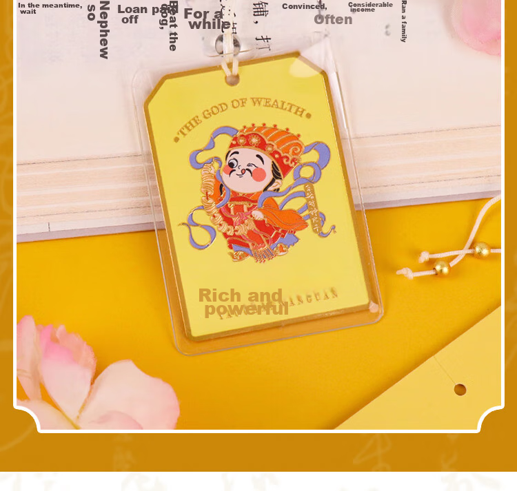 TaTanice National Trend Metal Bookmark, Graduation Season Gift, Five Wealth Gods Blessing Gold Plaque Car Pendant, Chinese Style Creative Small Gift, Souvenir, Waist Strap with Ten Thousand Currencies 2