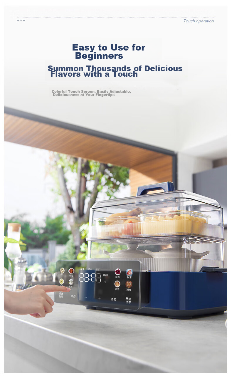 Morphyrichards Electric Steamer Pot for Home Use, Suitable for 3-4 People, All-In Large Capacity Stainless Steel Steaming Rack, Programmable Rapid Steaming Pot, Steaming And Stewing Pot, Egg Steamer, Corn Steamer, Breakfast Machine MR1158 Blue 14