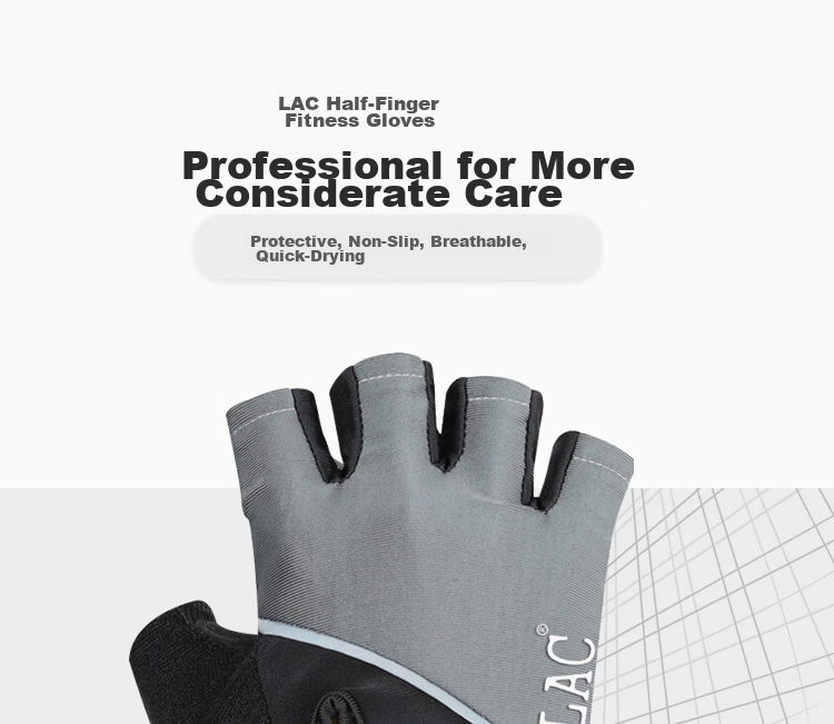 LAC Lightweight Sports Gloves for Men And Women, Fitness Training Gloves, Non-Slip Protective Half-Finger Breathable Gloves, Silver Gray, Size S 1
