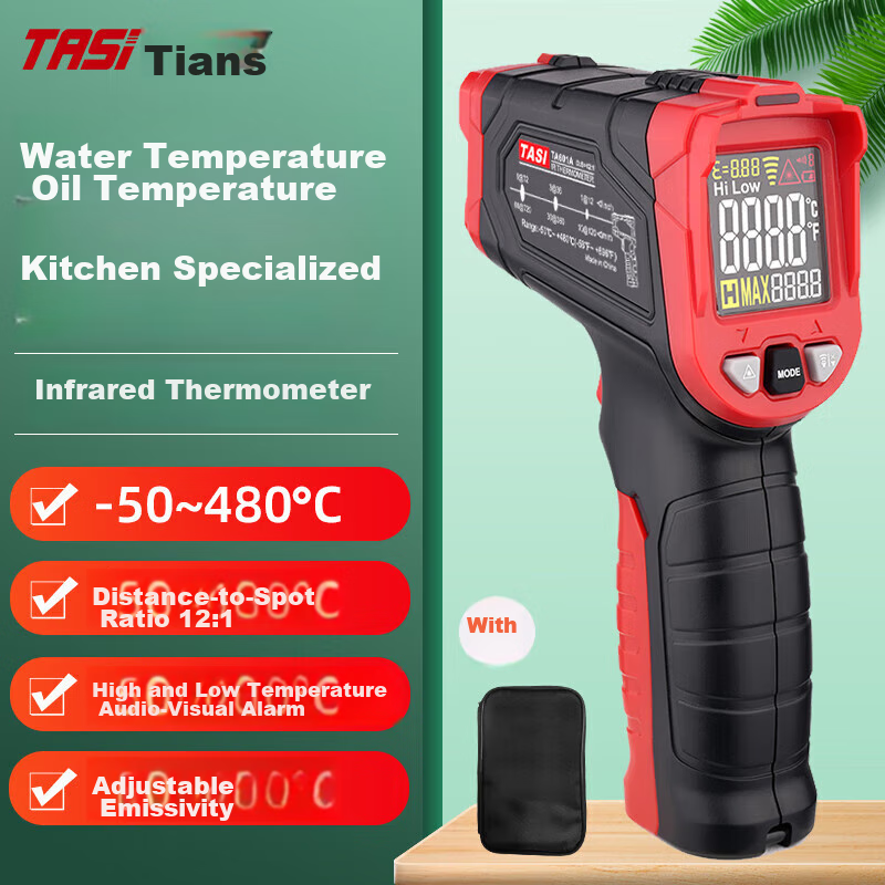 Teansi Infrared Thermometer for Home Baking And Industrial Use, Temperature Gun for Oil And Water Temperature Measurement, Model TA601A