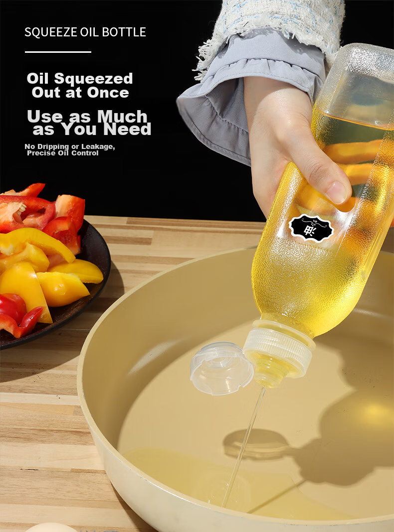 BJ Jiao Oil Bottle, 500ml*4 Pack, Squeeze Sauce Bottle, Vinegar Bottle, Soy Sauce Bottle, Oil Sprayer, Condiment Storage Squeeze Bottle 1
