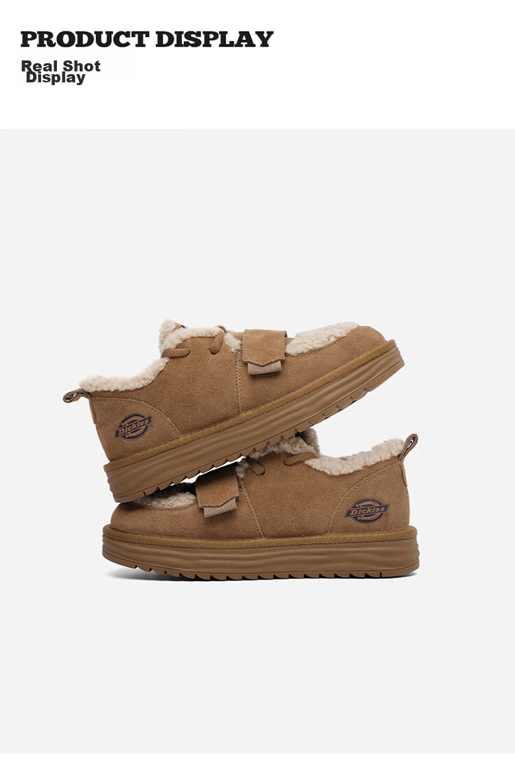 Dickies Women's Snow Boots, Comfortable Casual Flat Shoes, Fleece-Lined Thick Cotton Shoes, Yellow-Brown, Size 35 19