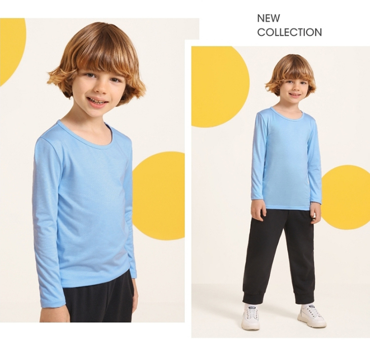 Baleno Children's Spring And Summer Round Neck Underwear Long Sleeve Base Layer for Boys And Girls 82817012 01W White 110cm 14