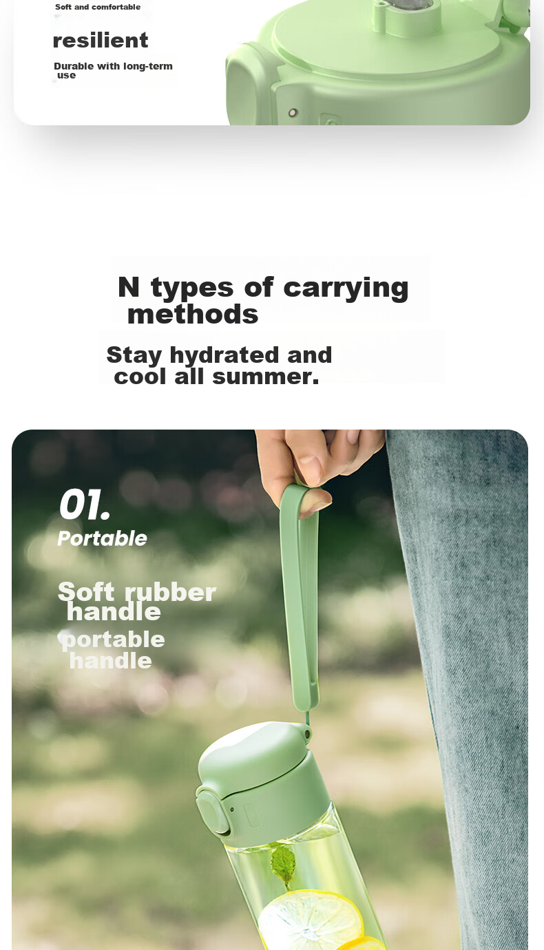 Fuguang Tritan Plastic Water Bottle with Straw for Men, Women, Adults, Convenient Sports And Children's Student Water Cup 480ml 6