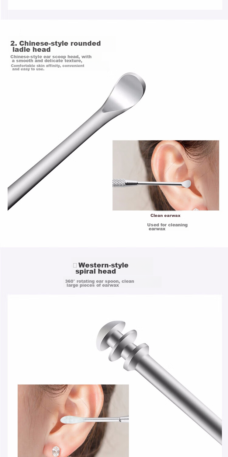 UPLUS Stainless Steel Ear Pick Set, 8 Pieces, Ear Cleaning Tools, Ear Wax Removal Kit 4