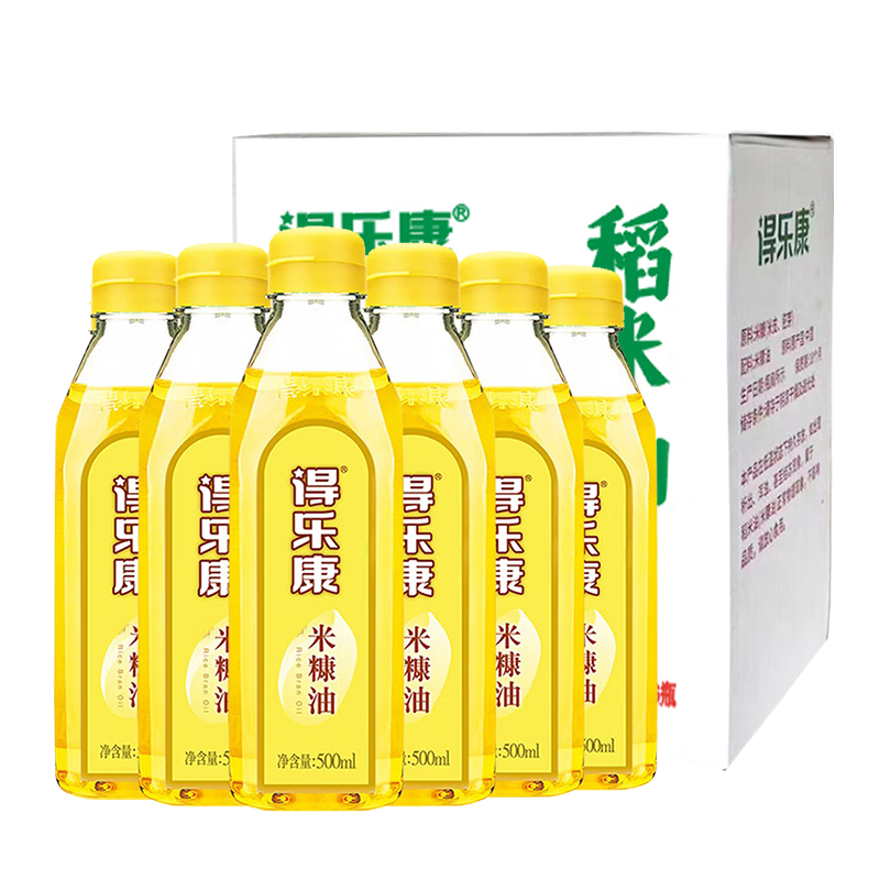得乐康 稻米油500mL*6瓶组合装 可口服凉拌 食用油米糠油