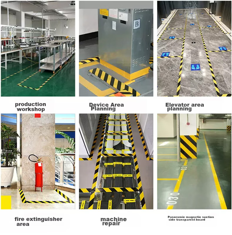 Oumai Yellow Warning Tape, PVC Zebra Crossing Isolation Warning Sticker, Warehouse Workshop 5S Management Floor Marking Line Tape, Yellow 10cm*20m, 1 Roll 2