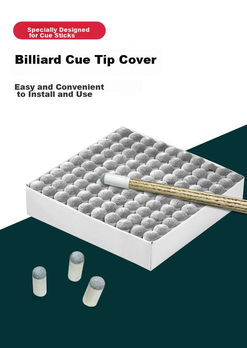 WEISHIDUN Pool Cue Tip, Public Cue Bull Head Plastic Sleeve Pool Accessory Billiard Cue Tip 10MM, One Box Contains 100 Pieces 1
