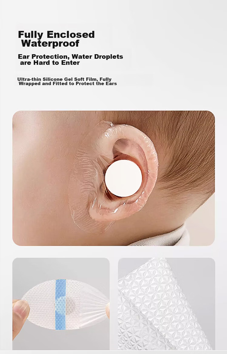 HOY BELL Waterproof Ear Plugs, Silicone Gel, 60 Pieces, Baby Bath Ear Protection, Waterproof Gadget, Baby Swimming And Hair Washing Ear Protection Patches 7
