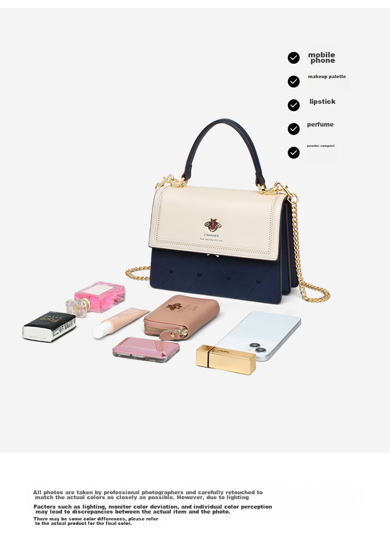 C.BANNER Leather Handbag for Women, Tote Bag, Shoulder Bag, Crossbody Light Luxury Chain Bag Brand Birthday Gift for Girlfriend on May 20 8