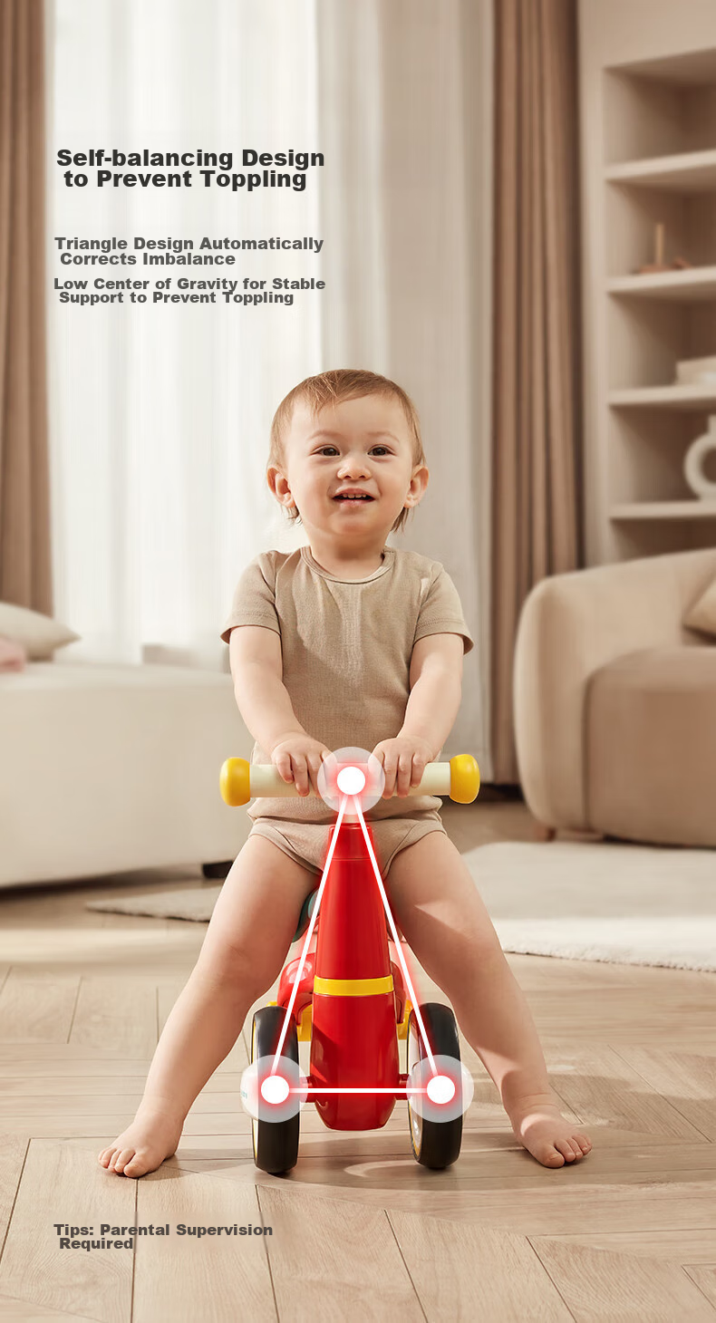 Babycare Children's Balance Bike, Four-Wheel Gliding Scooter, Toddler Walker without Pedals, for Ages 1-3, First Birthday Gift, Yuanli Qing 6