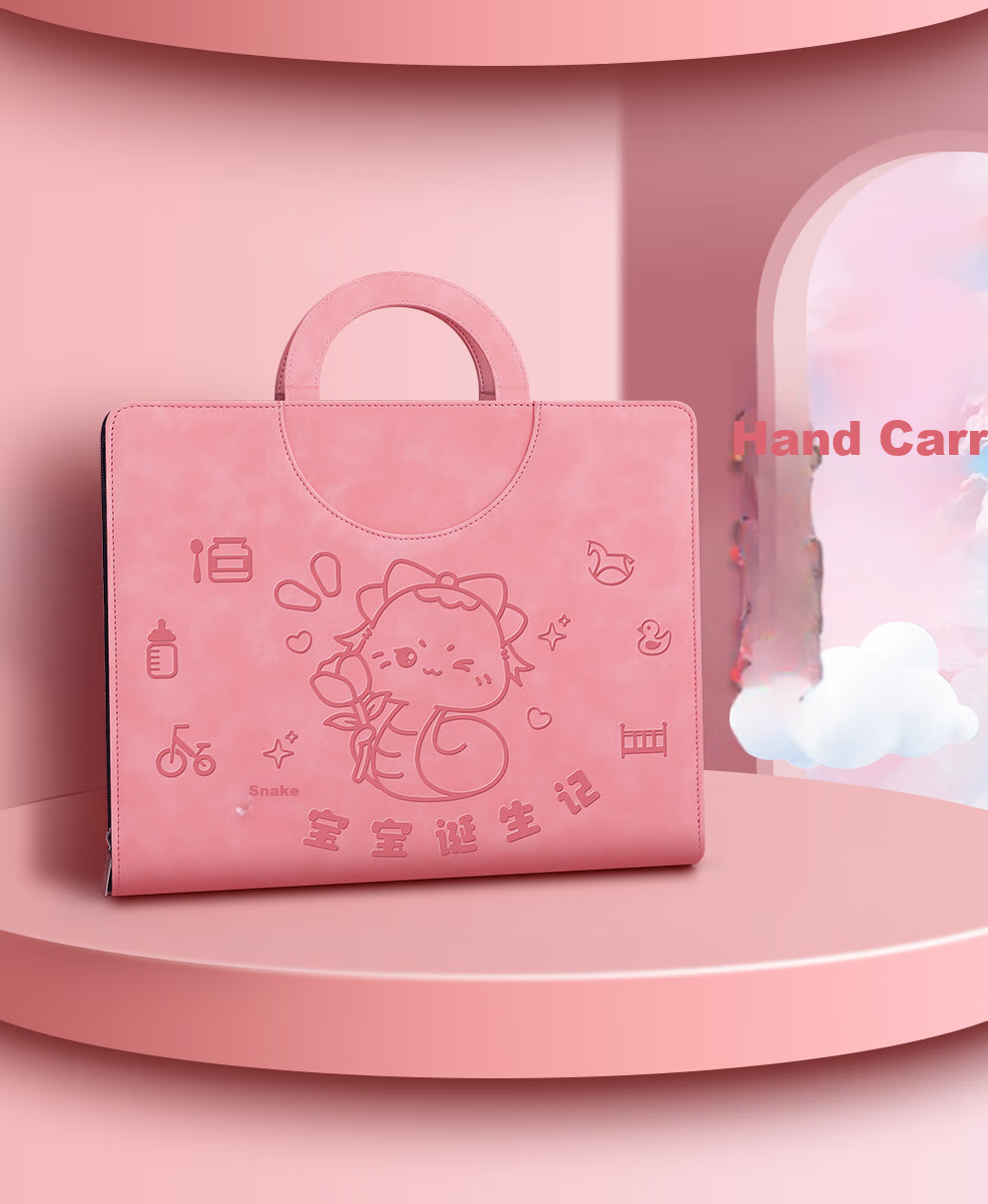 Jiaranheng Horse Year Handheld Pregnancy Check-Up Organizer, Prenatal Report Form, Maternity Pregnancy Record Book, Ultrasound Examination Form, File Folder, Large Capacity Collection Book, Pink 6
