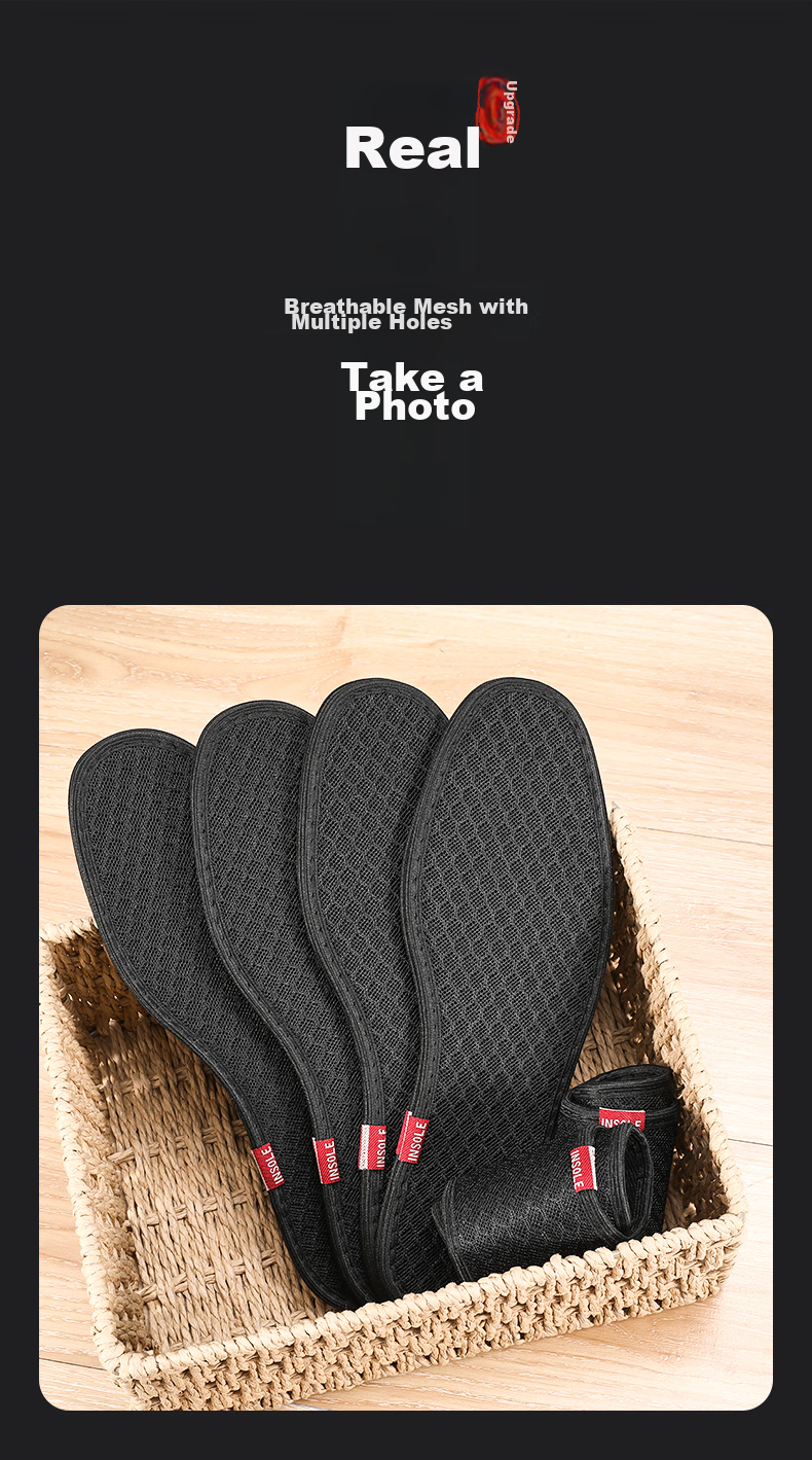 Bangnishi Jia 6 Pairs of Bamboo Charcoal Insoles, Odor-Resistant, Breathable, Sweat-Absorbing, Deodorizing, Fresh-Scented, for Men And Women, Suitable for Sports Leather Shoes in Summer 11
